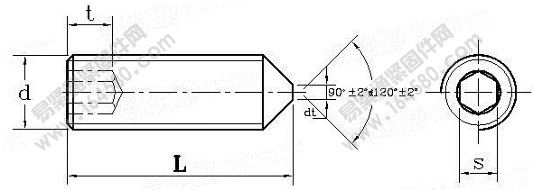 GB /T 78-2007 內六角錐端緊定螺釘