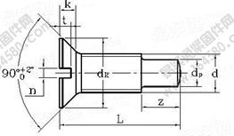 DIN 925-2006 帶全蝸桿開槽沉頭長圓柱端螺釘