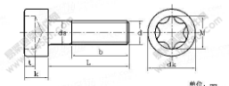 DIN 34802-2001 大扳擰梅花槽圓柱頭螺釘