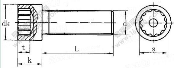 DIN 34821-2005 內(nèi)12角槽圓柱頭螺釘